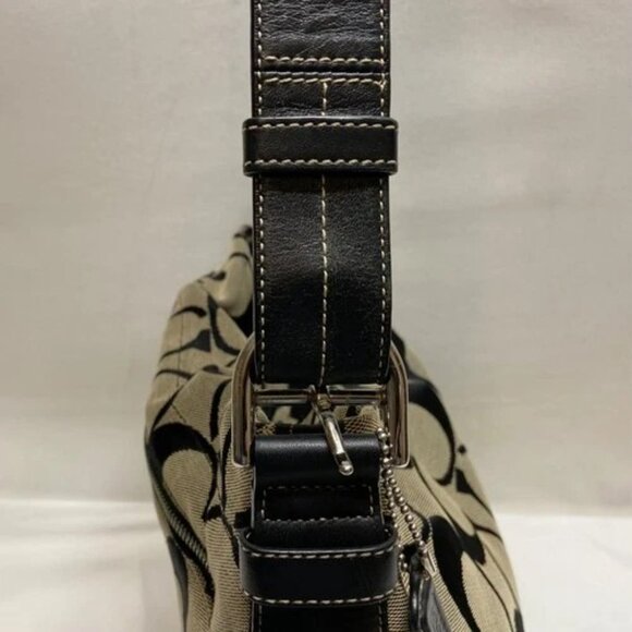 Coach Hobo Shoulderbag F15067 Signature Gray Canvas Black Leather Hand Bag READ - Picture 5 of 16